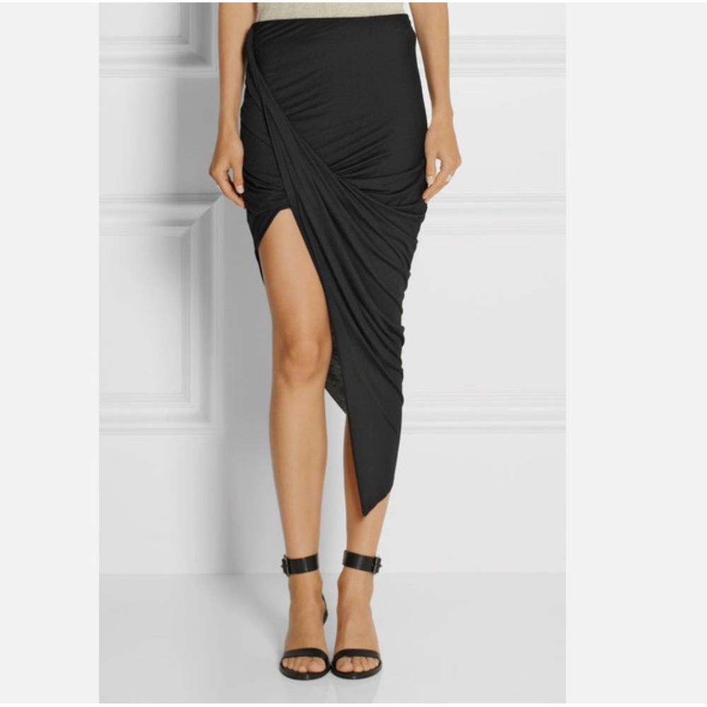 NWT Black Helmut Lang Kinetic Jersey 2 Asymmetric Wrap Skirt -  Size P/XS